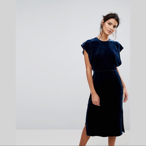 Whistles blue velvet dress Outlet